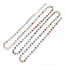 Taśma Łańcuszek Ozdobny z Cyrkoniami, Klasa A, Srebrny/Mix, 2.6mm około 240szt/1.1m (13WB20921)