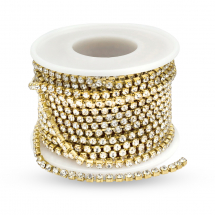 Taśma Łańcuszek Ozdobny z Cyrkoniami, Niepowlekany/Kryształ, 2.6mm, około 9m/szpula (13WB20929)