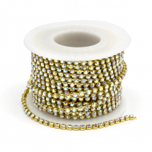 Taśma Łańcuszek Ozdobny z Cyrkoniami, Niepowlekany/Kryształ AB, 2.6mm, około 9m/szpula (13WB20930)