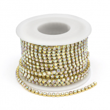 Taśma Łańcuszek Ozdobny z Cyrkoniami, Niepowlekany/Kryształ AB, 2.8mm, około 9m/szpula (13WB20941)