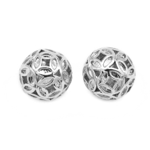 Намистини Філігранні, Латунь, Круглі, Колір: Платина, Розмір: Діаметр 10мм, Отвір 1.5мм, (13WB21011)