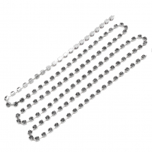 Taśma Łańcuszek Ozdobny z Cyrkoniami, Klasa A, Srebrny/Czarny Diament, 3.5mm, około 240szt/1.5m (13WB20926)