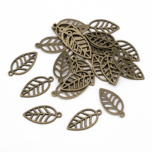 Кулон Лист, Метал, Колір: Бронза, Розмір: 23х12х1мм, Отвір 1мм, (13WB21040)