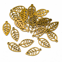 Кулон Лист, Метал, Колір: Античне Золото, Розмір: 23х12х1мм, Отвір 1мм, (13WB21041)