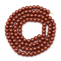 Перли Намистини Скло 8 мм, Глянцеві, Круглі, Колір: Шоколад, Діаметр: 8 мм, Отв-тя 1мм, близько 105шт / 81см / нитка, (13WB21087)