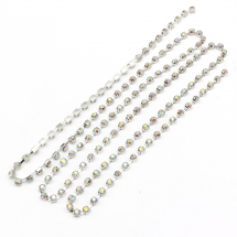 Taśma Łańcuszek Ozdobny z Cyrkoniami, Klasa A, Srebrny/Kryształ AB, 3.5mm, około 240szt/1.5m (13WB21089)