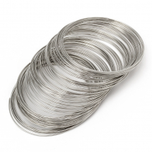 Drut Pamięciowy do Bransoletek, do Rękodzieła i Biżuterii, Stalowy, Platyna, 60x0.6mm, 100żeberek (13WB21122)