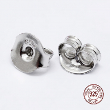 Srebro 925 Rodowane, Zatyczki do Kolczyków, 6x6.5x3.5mm, Otwór 1mm, 1 para (13WB21140)