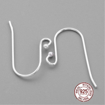 Srebro 925 Bigle Haczyk, Bazy do Kolczyków, 25x15mm, pin 0.8mm, Otwór 2mm, 1para (13WB21148)