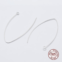 Srebro 925 Bigle Haczyk, Bazy do Kolczyków, 36-39x18x0.6mm, pin 0.6mm, Otwór 2mm, 1para (13WB21157)