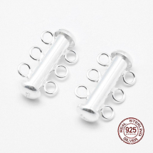 Srebro 925 Zapięcie Suwak na 3 niti, 19.5x11x6mm, Otwór 2mm, 1szt (13WB21214)