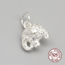 Srebro 925 Zawieszka Wisiorek Słoń z Kółeczkiem, 11x11x7mm, Otwór 4mm, 1szt (13WB21223)