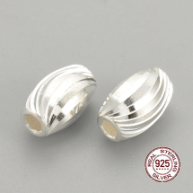 Srebro 925 Koraliki Owalne, 7x4mm, Otwór 1.5mm, 2szt (13WB21393)