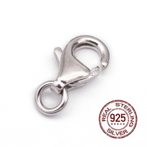 Srebro 925, Rodowane Zapięcie Karabińczyk-Lobster do Rękodzieła i Biżuterii, 15.5mm, Karabiń 13mm, 1szt (13WB21412)