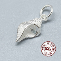 Srebro 925 Zawieszka Wisiorek, Muszla, z Kółkiem, 16x7x5mm, Otwór 4mm, 1szt (13WB21508)