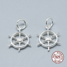 Срібло 925 Підвіска Кулон Штурвал з Кільцем, 16х12х2мм, Отвір 4мм, (13WB21510)