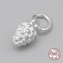 Srebro 925 Zawieszka Wisiorek, Charms, Szyszka z Kółkiem, 10x5.5x5.5mm, Otwór: 4mm, 1 szt (13WB21573)