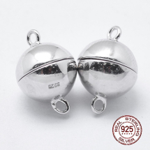 Srebro 925, Zapięcie Magnetyczne Okrągłe, 12x8mm, Otwór: 1mm, 1szt (13WB21576)
