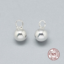 Srebro 925 Zawieszka Wisiorek, Charms, Kula, 6.5x4mm, Otwór 1-1.5mm, 2 szt (13WB21433)