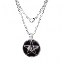 Wisiorek na Łańcuszku Okrągły Metal i Szkło Łańcuszek 45-50cm Wisiorek 27mm Kolor: Srebrny 1szt (13WB21771)