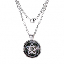 Wisiorek na Łańcuszku Okrągły Metal i Szkło Łańcuszek 45-50cm Wisiorek 27mm Kolor: Srebrny 1szt (13WB21772)