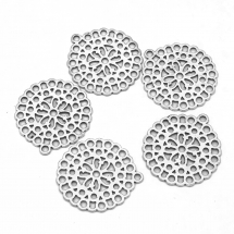 Кулон Квітка, Метал, Круглий, Плоский, Колір: Античне Срібло, Розмір: 30x1мм, Отвір 1.5мм, (13WB20724)