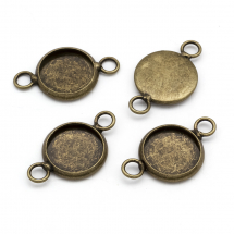 Конектор-Сеттінг Круглий під Кабошон, Латунь, Колір: Бронза, Розмір: 20x12x2мм, Внутрішній розмір 10мм, Отвір 2.5мм, (13WB21826)