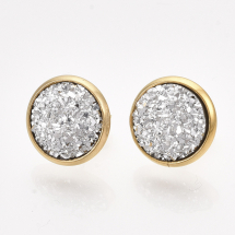 Kolczyki Sztyfty Stal Nierdzewna i Żywica, Złoty, 14mm, Pin 0.8mm, 1 para (13WB22158)