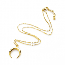 Naszyjnik Łańcuch z Wisiorem Półksiężyc Stal Nierdzewna 18K Pozłacany 45.7cm Wisiorek 23x19.5x3mm 1szt (13WB22207)