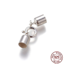Srebro 925, Zapięcie Kółko Sprężynowy i Końcówki do Sznurka, 22mm, Zapięcie: 8x4.5mm, 1zestaw (13WB22891)
