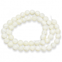 Намистини з Морських Мушель Натуральний Перламутр Круглі, Білий, 8-8.2мм, Отвір 1мм, близько 50шт/38см/нитка, (13WB22983)