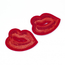 Naszywka Naprasowanka Termiczna z Cekinami Usta 42x54x15mm Kolor: Czerwony 2szt (13WB23429)