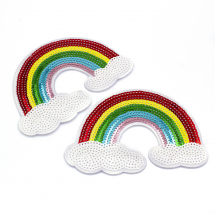 Naszywka Naprasowanka Termiczna z Cekinami Tęcza 101x144x1.5mm Kolor: Wielokolorowy 2szt (13WB23434)