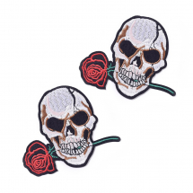 Naszywka Naprasowanka Termiczna Czaszka z Róża 86x96x1.5mm Kolor: Kwiatowy biały 2szt (13WB23461)