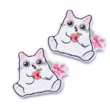 Naszywka Naprasowanka Termiczna Kot z Jabłkiem 43x50x2mm Kolor: Wielokolorowy 2szt (13WB23482)