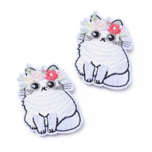 Naszywka Naprasowanka Termiczna Kot z Kwiatkiem 49x40x2mm Kolor: Wielokolorowy 2szt (13WB23485)