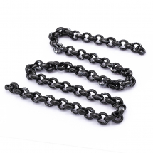 Ланцюг Акриловиц ручної роботи, Плетіння Якірне, Імітація натурального Каменя, Колір: Чорний, Ланка: 20x18x8мм, 1м / нитка, (13WB23657)