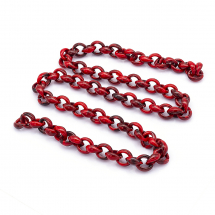 Ланцюг Акриловий ручної роботи, Плетіння Якірне, Імітація натурального Каменя, Колір: Червоний, Ланка: 20x18x8мм, 1м / нитка, (13WB23658)