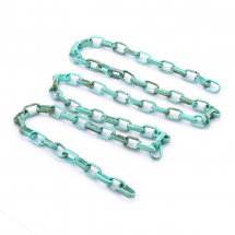 Ланцюг Акриловий ручної роботи, Імітація натурального Каменя, Овал, Плетіння Якірне, Колір: Бірюзовий, Ланка: 18.5x11.5x4.5мм, 1м / нитка, (13WB23664)