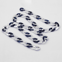 Ланцюг Акриловй ручної роботи, Імітація натурального Каменя, Колір: Темно-синій, Пластик CCB з Платиновим Покриттям, Ланка: 29x21x6мм, близько 60шт / 1м / нитка, (13WB23676)