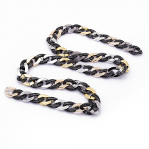 Ланцюг Акрилова ручної роботи, Імітація натурального Каменя, Пластик CCB, Колір: Чорний, Ланка: 29x21x6мм, 1м / нитка, (13WB23683)