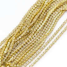 Taśma Łańcuszek Ozdobny z Cyrkoniami, Niepowlekany/Crystal, 2.7mm, około 2800szt/10m (13WB23686)