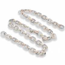 Łańcuszek Akrylowy Ręcznie Robiony 23.5x17.5x4.5mm Kolor: Biały Długość łańcuszka: 1m (13WB23694)