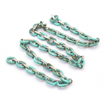 Łańcuszek Akrylowy Ręcznie Robiony 23.5x17.5x4.5mm Kolor: Turkusowy Długość łańcuszka: 1m (13WB23698)