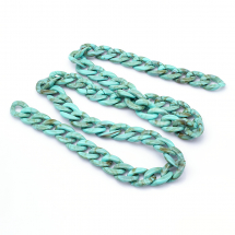 Ланцюг Акрилова ручної роботи, Плетіння Твіст, Імітація натурального Каменя, Колір: Бірюзовий, Ланка: 23.5x16.5x5.5мм, 1м / нитка, (13WB23703)