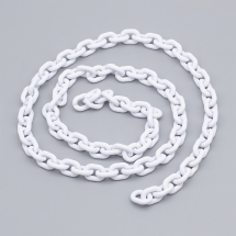 Ланцюг Акриловий Ручної Роботи, Плетіння Якірне, Роз'ємний, Овал, Колір: Білий, Ланка: 19x14x4мм, 1м/нитка, (13WB23710)