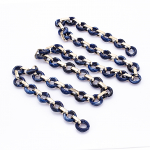 Ланцюг Акриловий ручної роботи, Прозорий, Овальний плоский, Колір: Синій, Ланка: 18.5x11.5x4.5мм, 1м / нитка, (13WB23724)