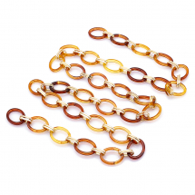 Łańcuszek Akrylowy Ręcznie Robiony 25.5x19x3.5mm Kolor: Brązowy Długość łańcuszka: 1m (13WB23730)