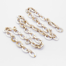 Łańcuszek Akrylowy Ręcznie Robiony 24x18x4mm Kolor: Kwiatowy Biały Długość łańcuszka: 1m (13WB23744)