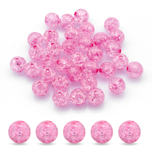 Koraliki Akrylowe Crackle, Różowy, 10 mm około 45 szt / 25 g (13WB23891)